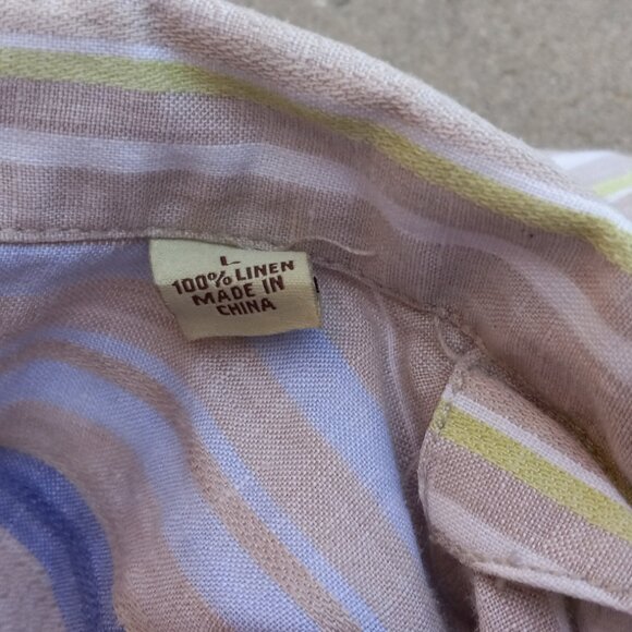 Tommy Bahama 100% Linen Shirt Short Sleeved Silk Striped Large (L) - Picture 15 of 16